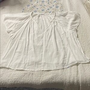 GAP White Lightweight Peasant Top with Tie Neck